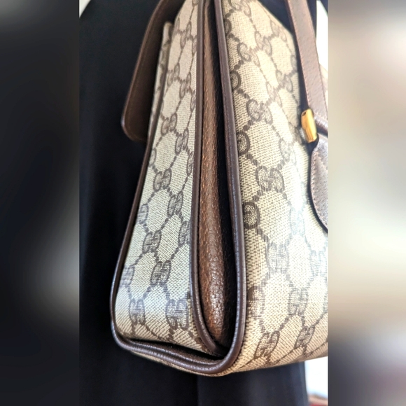 Gucci beige Ebony Vintage Coated Canvas Satchel - Picture 4 of 16